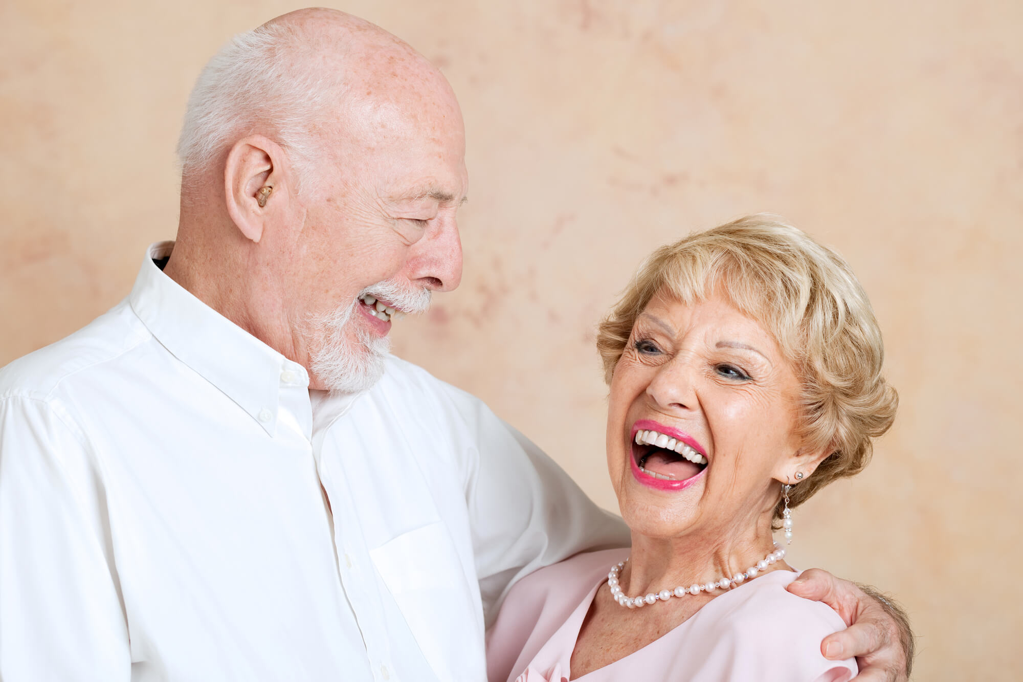 Older couple with dentures in Pembroke Pines smiling