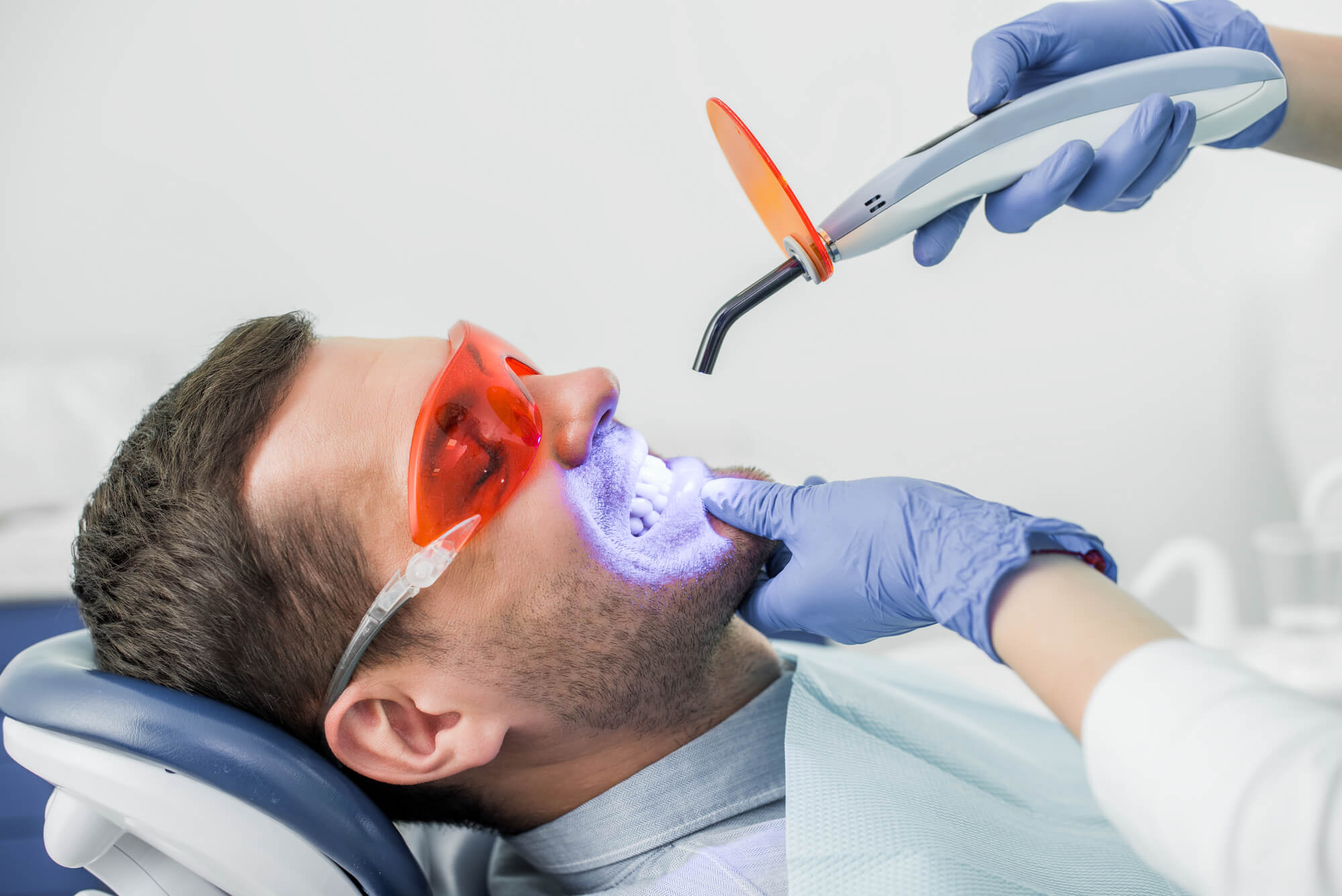 Man getting teeth whitening treatment in Miami