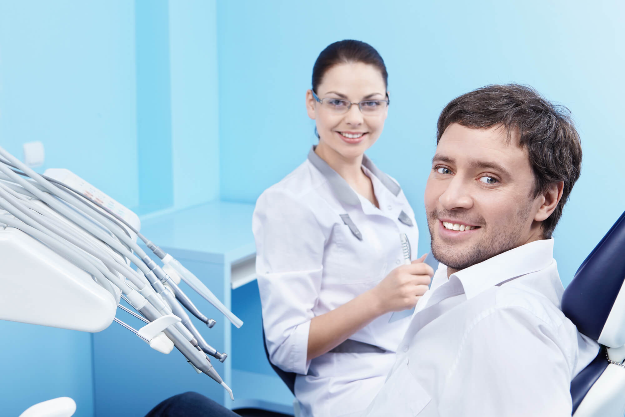 man at the dentist for miami cosmetic dentistry appointment